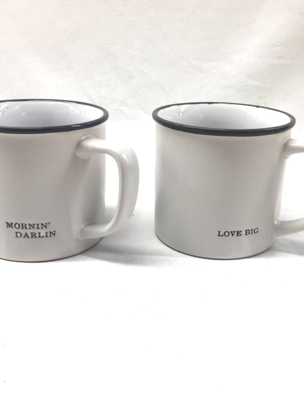 Love Big & Mornin' Darlin Coffee Tea Mug Matte White Stoneware 16oz NWT